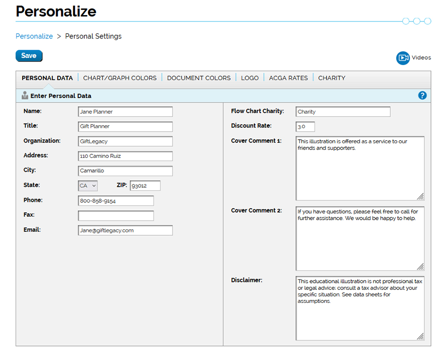 Personalization Page Personalization Page
